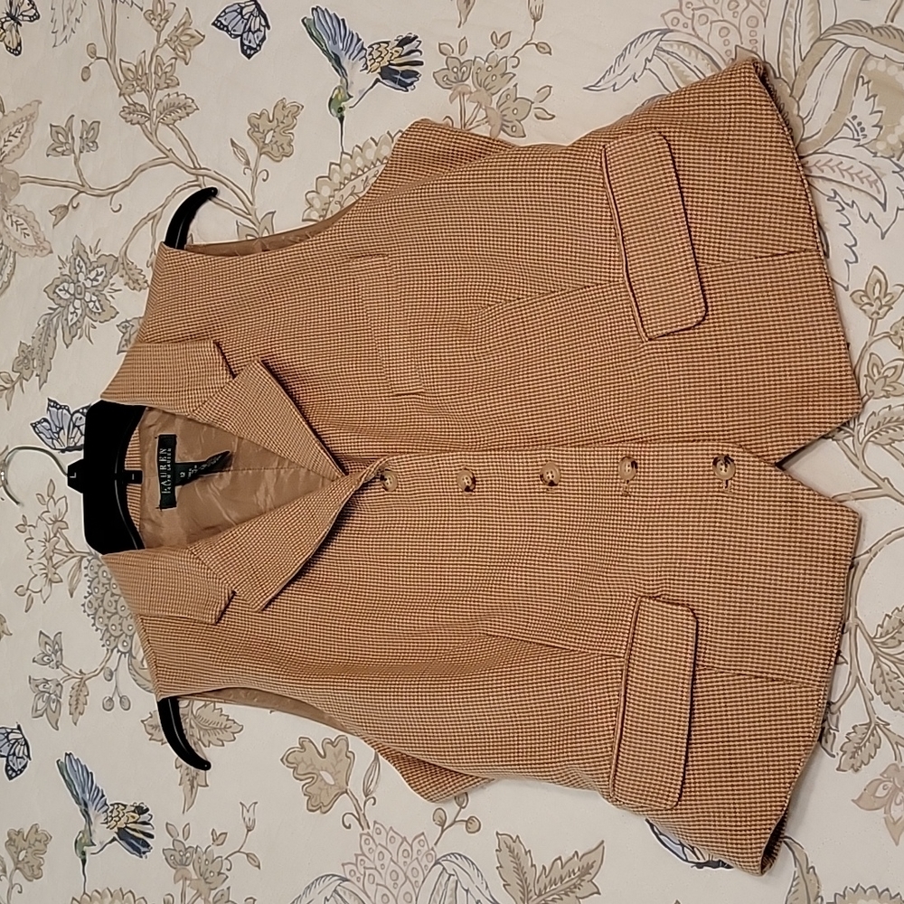 Lauren Ralph Lauren Tan Houndstooth Vest Size 12